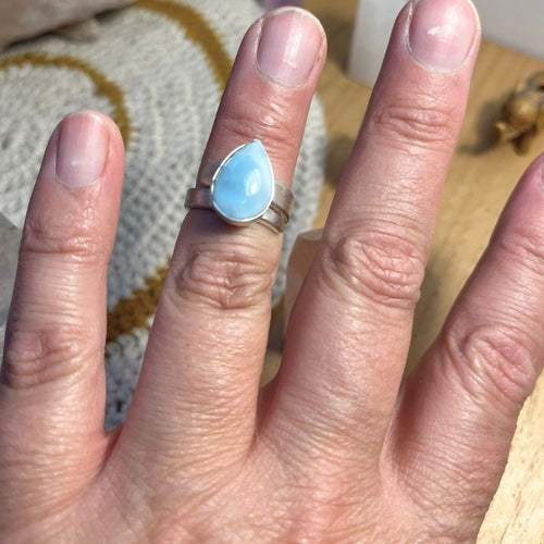 Anillo Durga · Larimar y Plata de Ley
