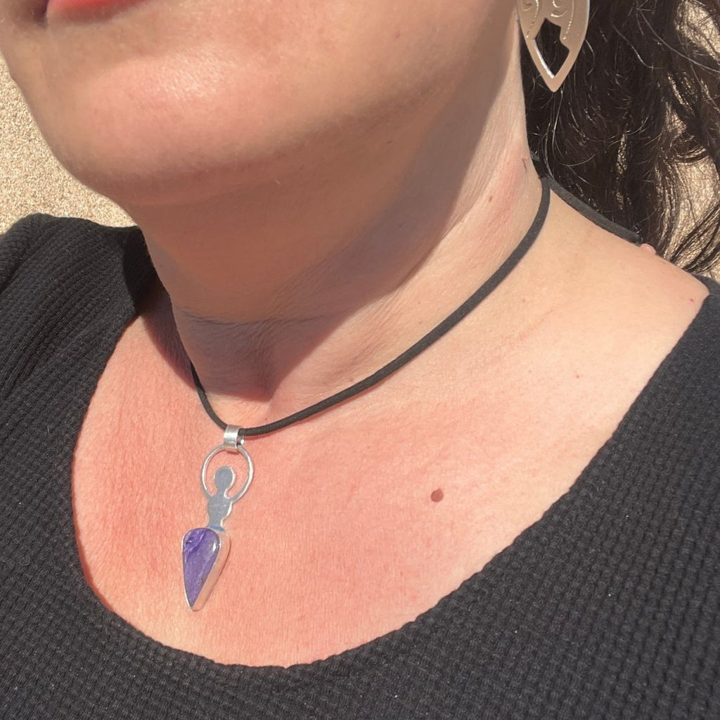 Colgante Durga · Charoíta y Plata de Ley